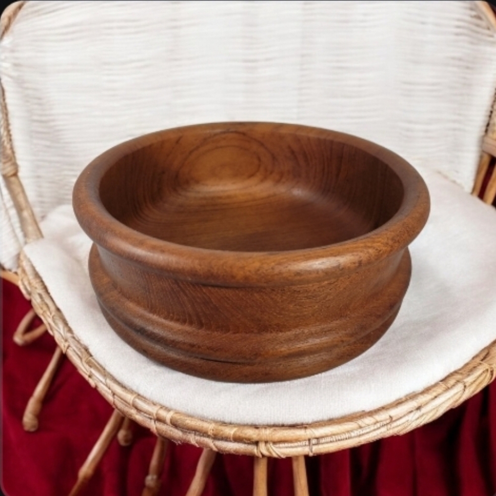 Selandia MCM Large Teakwood Bowl Atomic Decor 10 Inch Thailand Vintage